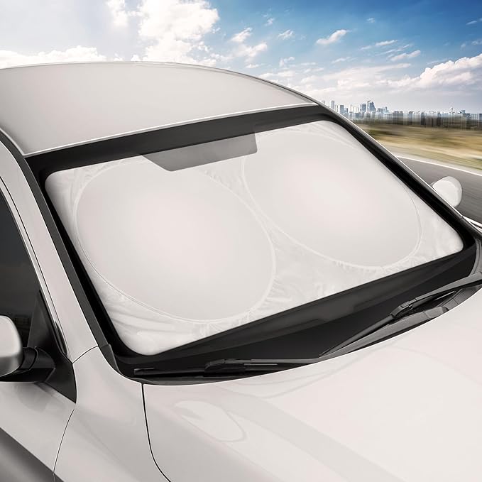 Motor Trend Foldable Car Sun Shade with Storage Bag, Collapsible Sun Visor for Windshield (X-Large, 74 x 37 inches)