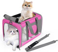 Cat Carrier for Large Cats up to 20 Lbs,Soft-Sided Pet Carrier for Large and Medium Cats, Small Dogs,Puppies,Collapsible Dog Carrier Travel Bag with 2 Storage Bags,4 Mesh Windows (Pink, Medium)
