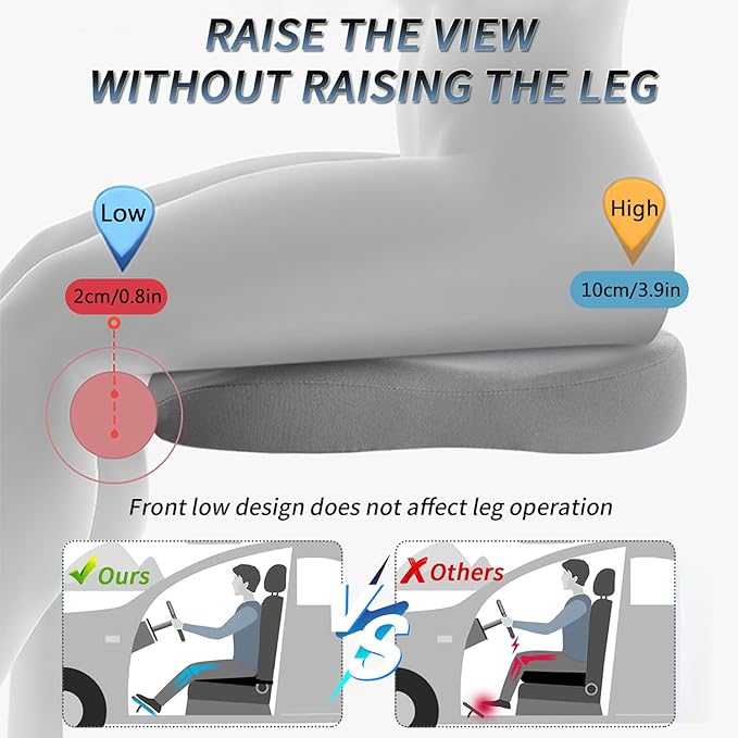 Wedge Car Seat Cushions for Driving, Adult Booster Seat Cushion for Car Truck Driver, Memory Foam Butt Cushion for Office Chair Wheelchair Home, Cloth Pink