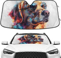Funny Golden Retriever Dog Windshield Sunshade Car Sun Shade Blocks UV Rays Visor Protector Accordion Folding Sun Reflector Auto Sunshade for Truck SUV