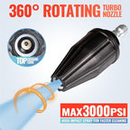YAMATIC Pressure Washer Tips Turbo Nozzle, 360° Rotating Spray Turbo 3000 PSI 4.0GPM with 1/4" Quick Connector, Compatible with Ryobi, Greenworks, Craftsman, Troybilt, Simpson