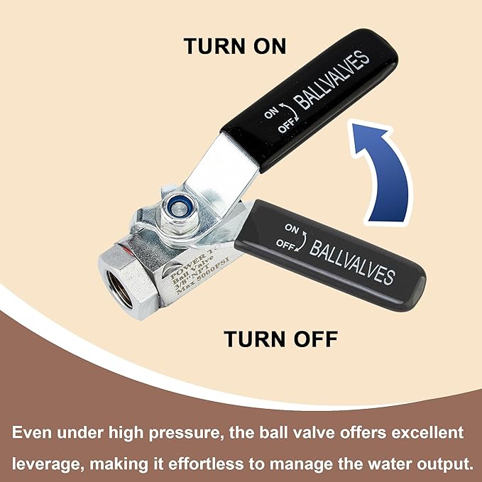 Ball Valve Pressure Washer, 3/8 Inch Quick Connect 5000 PSI, Shut Off Valve for High Pressure Washer Hose, Stainless Steel