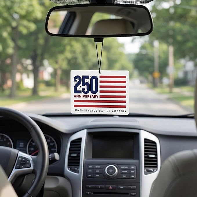 9Pcs USA 250th Anniversary Car Air Freshener, 1776-2026 Semiquincentennial Commemorative Hanging Ornament, Patriotic Double-Sided Scented Tablet, 2026 Independence Day Souvenir Gifts (Style 3)
