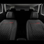 CAR PASS Quilting Leather Seat Cover Two Front Seats Only, Universal Fit Automotive Front Seat Covers Waterproof Deluxe PU Premium Vinyl Luxury for Cars Sedan Van SUV Airbag Compatible 2 Pieces,Black