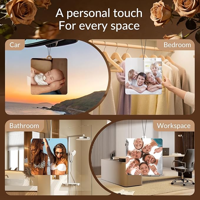 HINFKA Custom Air Fresheners with Picture, Personalized Double Sided Photo Air Freshener, Customized Gifts for Men Women Pet Lovers (Square)