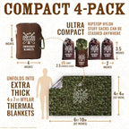 Don't Die In The Woods - World’s Toughest Emergency Blankets [4-Pack] Extra Thick Thermal Mylar Space Blanket - One of The Ten Essentials Outdoor Survival Gear for Hiking Camping First Aid Kit (Camo)