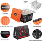Mymazn Trunk Crate Organizer with Cooler for Car, Collapsible Plastic Trunk Lid Organizer Box for Travel, Groceries, Sports, Home, Tailgating | Removable Insulated Cooler Set