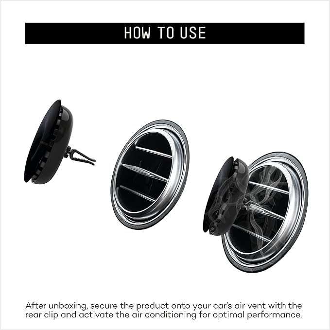 Spin Car Air Conditioner Freshener Professional Car Freshener BPA & Liquid Free 90 Days Effective 3-Piece Set (Black Musk)