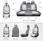 Coverado Seat Covers, Car Seat Covers Front Seats, Car Seat Cover, Car Seat Protector Waterproof, Seat Cushion Nappa Leather with Head Pillow, Carseat Cover Universal Fit for Most Cars (Gray&White)