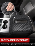 KBH Center Console Armrest Cover for Chevy Silverado & GMC Sierra 1500 2500 3500 2014-2018, Yukon & Tahoe & Suburban 2015-2020, Arm Rest Cushion, Vinyl Leather, Black (Fits Bucket Seat Console Only)
