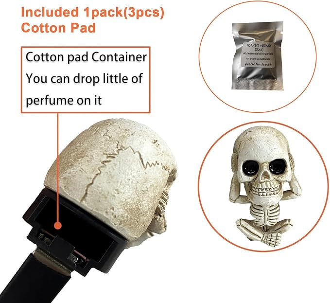 Skull Decor Car Air Freshener Vent Clip Goth Truck Interior Accessories for Men Women Teens Stuff for Jeep Horror Skeleton Auto Scents Halloween Dashboard Decorations Easter gifts for Adults Boys Kids