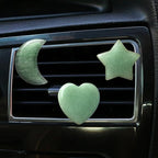 Set of 3 Crystal Stone Car Air Vent Clips, Moon Star Heart Quartz Charm Car Air Freshener Clip, Air Conditioning Outlet Clip, Cute Car Interior Decoration Accessories for Men Women (Green, Unscented)
