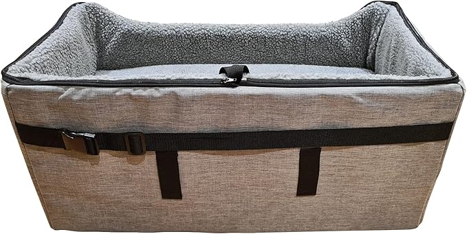 Pet Booster Car Seat for Large Pet or Two Small Pets with 2 Safe Secure Leash Seat Belts and Elevated View Easy Fold Up for Compact Storage