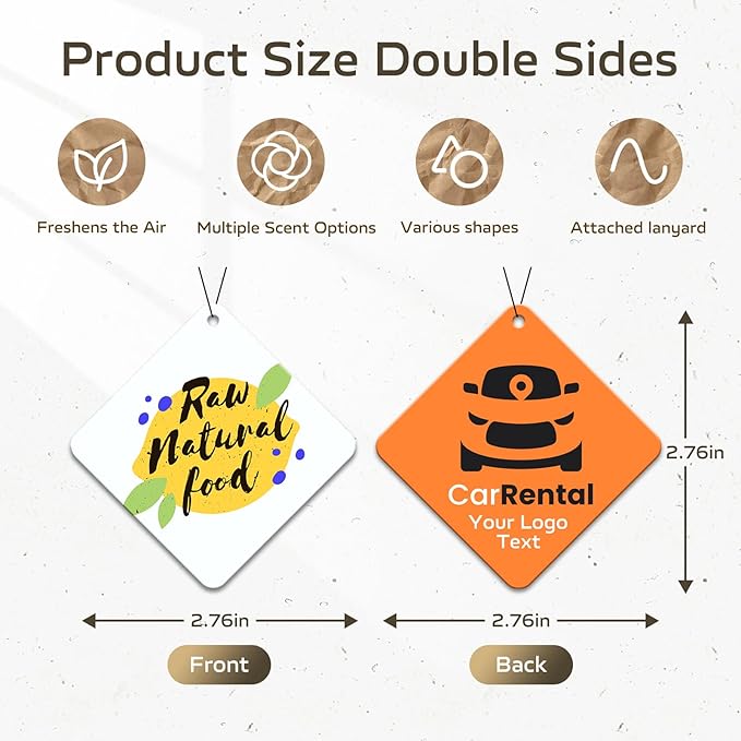 HINFKA 10-1000 Pcs Custom Air Fresheners with Picture – Personalized Double-Sided Car Freshener with Logo or Photo, Bulk Customized Gifts for Business Events and Branding (A05-Diamond)