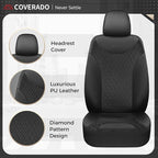 Coverado Seat Covers Full Set, 5 Seat Black Car Seat Covers, Leather Car Seat Protectors, Automotive Front and Back Seat Covers, Waterproof Car Seat Cushions Universal Fit for Most Sedan, SUV, Truck