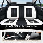 Coverado Seat Covers, Car Seat Covers Full Set, Leather Seat Covers for Cars, Car Seat Protector, Black Car Seat Covers Front Seats and Back Seats Universal Fit for Most Cars White