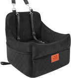 Dog Car Seat for Small/Medium Dogs, Dog Booster Car Seats with Thick Cushion for Dogs Under 35lbs, Detachable Washable Pet Carseat with Storage Pockets, 2 Safety Belts(Black)