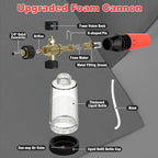 Foam Cannon Pro, Foam Cannon for Pressure Washer with 1/4" Quick Connector, Mini Soap Cannon with Adjustable Nozzle for car wash, Additional 1.1mm Orifice Nozzle (Black - Red)