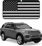 Motor Trend USA Black American Flag Car Windshield Sun Shade for Front Window, Foldable Car Sun Shade with Patriotic Graphic, Collapsible Sun Visor Sunshade for Cars Windshield (Large 69" x 35")
