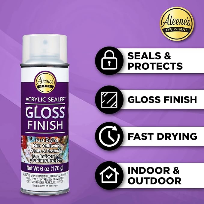 Aleene's 26412 Spray Gloss Finish, 6 Oz Acrylic Sealer, Original Version, Clear - Gloss