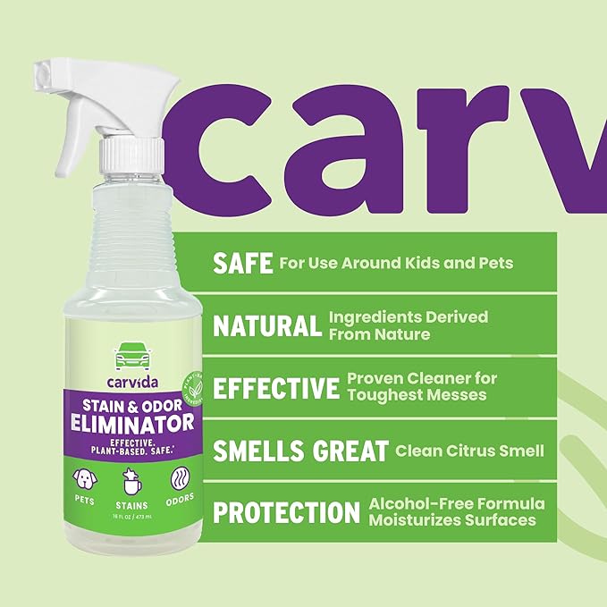 Pet Odor Eliminator, Enzyme-based Stain & Odor Remover Spray for Pet Urine and Smells in Cars, Grapefruit Scent, 16oz