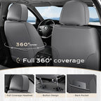 Coverado Car Seat Covers Full Set, Nappa Leather Seat Covers for Cars, Car Seat Protector Car Seat Cushion, Front and Back Seat Protectors Cushions Universal Fit for Most Cars Vehicles(Gray&Black)