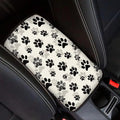 Dreaweet Black Dog Paw Print Car Center Console Cover for Women Cute Car Armrest Cover Center Console Cushion Pad Soft Comfy Arm Rest Cover for Car Truck SUV Van
