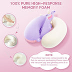 Kids Neck Pillow for Traveling, Unicorn Kids Travel Pillow with Eye Mask, Toddler Travel Essentials for Road Trip Airplane Flight Car Seat, Cute Cartoon Headrest Memory Foam Pillows Gift for Girl Boy