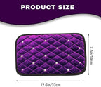 Bling Car Center Console Cover, Soft Fluffy Armrest Seat Box Cushion Pad, Crystal Diamond Arm Rest Protection Mat, Automotive Interior Decoration Accessories for Most Vehicles (Purple)