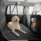 ELLINI Dog Car Seat Cover for Back Seat, Hard Bottom Back Seat Extender for Dogs, Holds 400lbs, 600D Heavy Duty Scratch-Proof Waterproof Dog Hammock for Full-Size Trucks/SUV