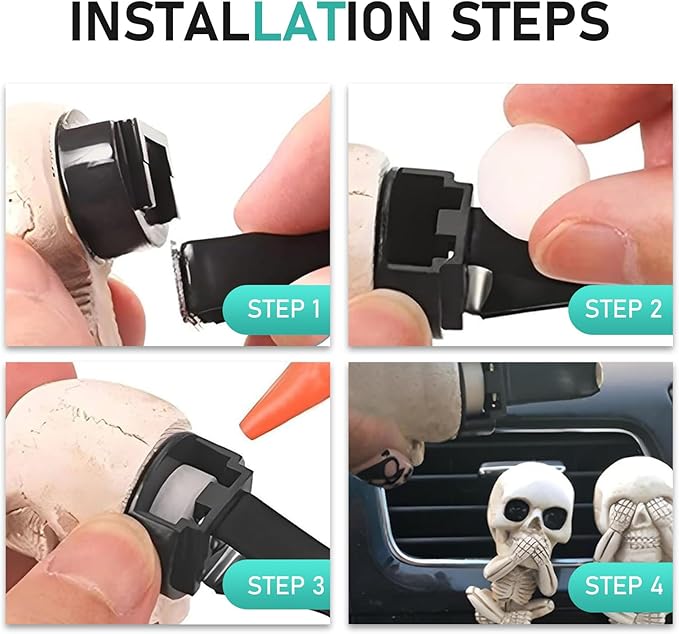3 PCS Skull Car Air Fresheners Vent Clips, Halloween Decor, Air Conditioner Outlet Diffuser, Horror Car Decorations Accessories
