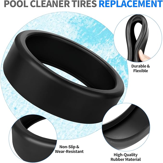 Pool Cleaner Replacment Tires, 48-232 Wide Tires Compatible with Zodiac Polaris P39 480 3900 Pressure Side Pool Cleaner, Pool System Wide Tire Replacement Rubber Wheels on Pool Cleaner, 3Pcs