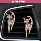 2PCS Car Vent Clips, Bling Cat Air Conditioning Outlet Clip, Crystal Rhinestone Auto Diffuser Perfume Clip, Cute Car Accessories for Women, Vehicle Interior Decoration (Pink)
