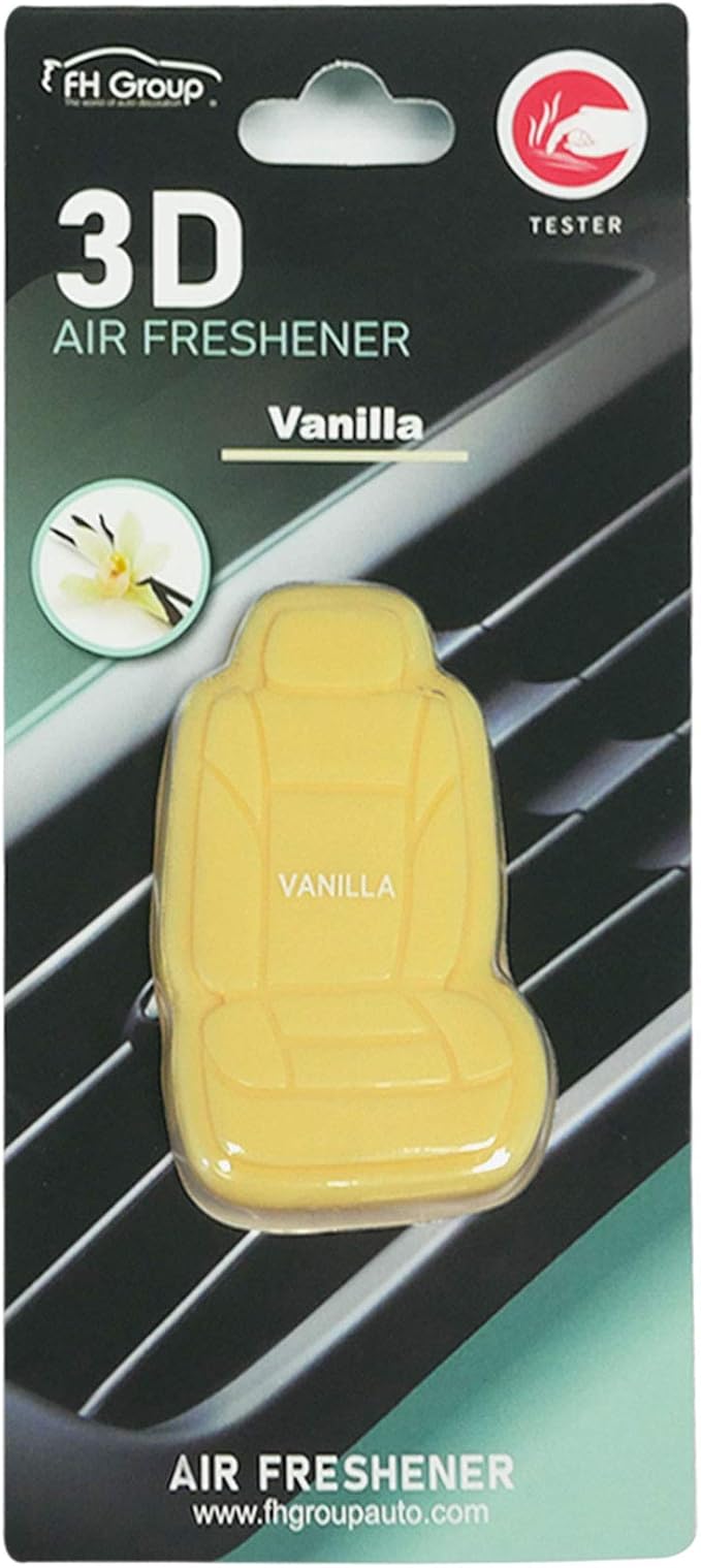 FH GROUP Car Seat Covers FH1017 Clip On 3D Air Freshener Vanilla Scent (Beige) – 3PK