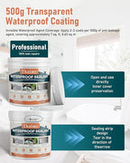 Transparent Invisible Waterproof Coating Agent, 17oz Liquid Waterproof Sealant Indoor & Outdoor Clear Water Sealant, Water-Based