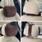 2PCS Car Pillow for Car Neck Pillow for Driving Seat Neck Support Soft Cushion Back Support Head-Rests for Vehicle Sleeping with Elastic Adjustment Strap (Coffee, Head)