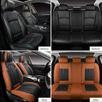 Leather Car Seat Covers,Car Seat Protector Waterproof,Seat Covers Full Set, Car Seat Protectors 5 Seats,Automotive Seat Covers Fit Most Cars Black&Brown