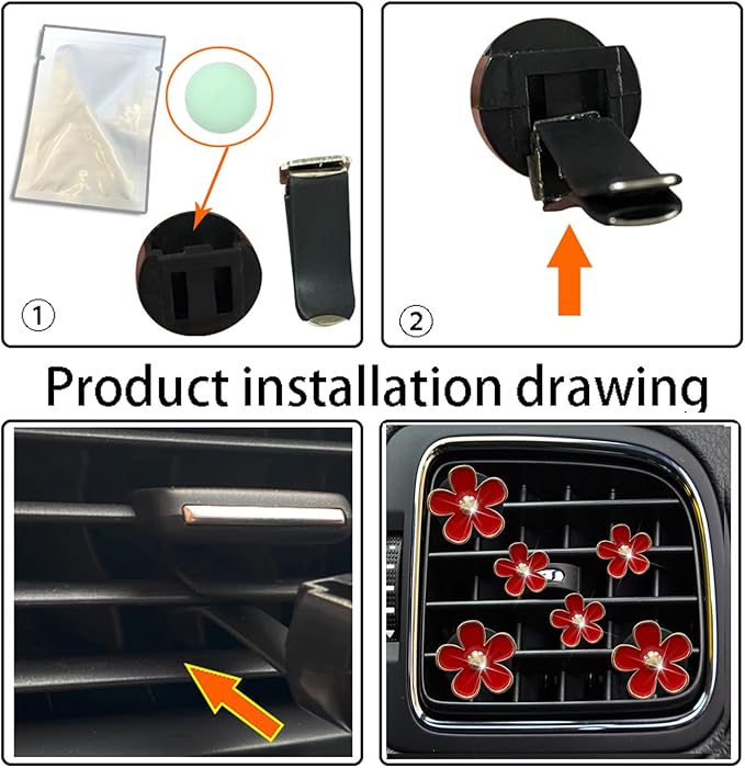 6pcs Colorful Daisy Flower Car Air Vent Clips, Car Air Outlet Freshener Clip for Auto Interior Decoration Accessories (Red)