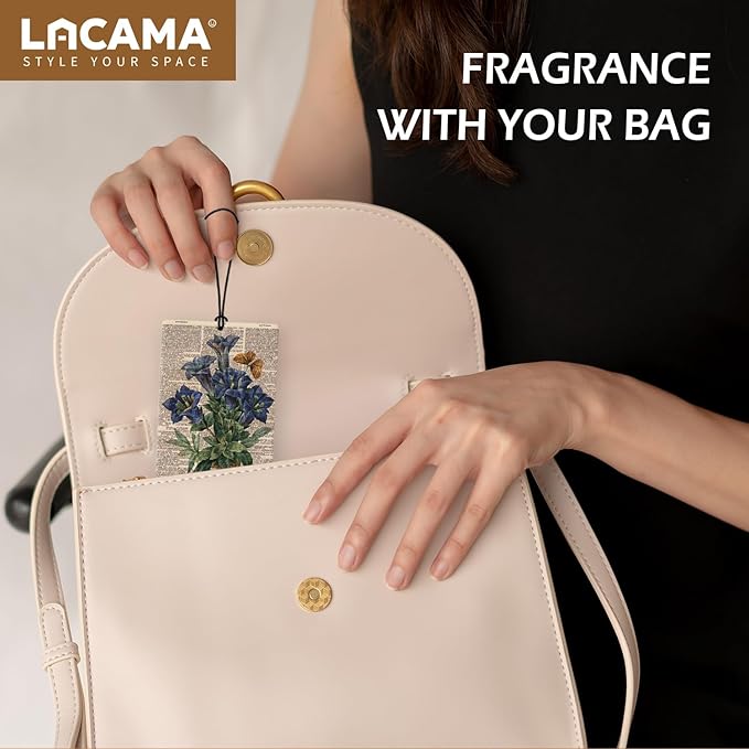Lacama Retro Flower Car Air Freshener 3Pcs, Vintage Stemless Gentian Anemone Lilac Cars Scents Air Freshener for Women Girls Gifts, Vintage Floral Car Accessories Interior Mirror Decor Hanging