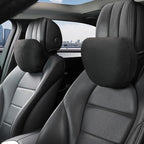 2pcs Car Neck Pillow for headrests,Support Drive Seats Head Cushion Pillows,Superfiber Suede,Plant-Based Polyester,Thickness & Height Adjustable,11.8x7.5,Inner Liner fillable (Black Color)