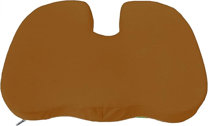 Bookishbunny 2pc High Resilience Memory Foam Seat Chair Waist Lumbar Back Support Cushion Pillow Car Office Home (Brown)
