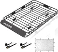 WILDROAD Car Roof Cargo Carrier Combo of Upgraded 64"x 39"x 4" Roof Rack Cargo Basket, Super Duty Bungee Cargo Net. Universal Car Top Luggage Holder Carrier Basket Fits for SUV Truck Cars