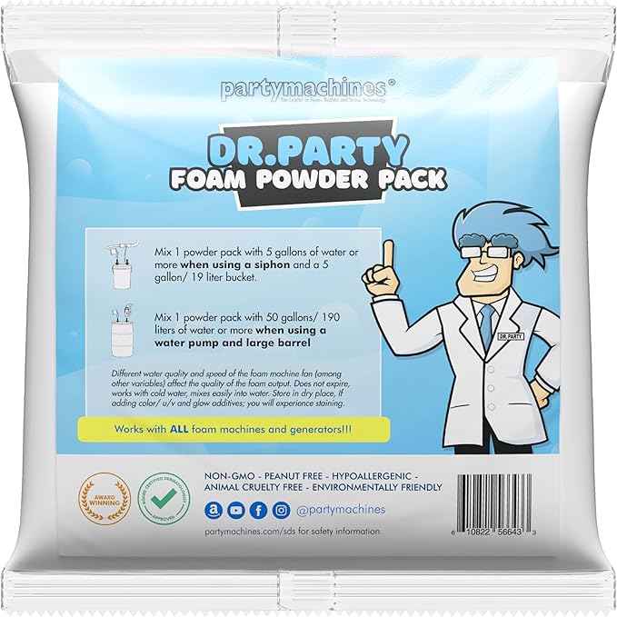Dr.Party Single Foam Powder Pack - Create Up to 120 Gallons of Foam in Minutes - Ultimate Bubble Party Solution