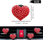 Crystal Heart Car Air Vent Clips, Sparkly Rhinestone Bling Diamond Auto Freshener Holder 4 Pack with Fragrance (Red, Ocean)