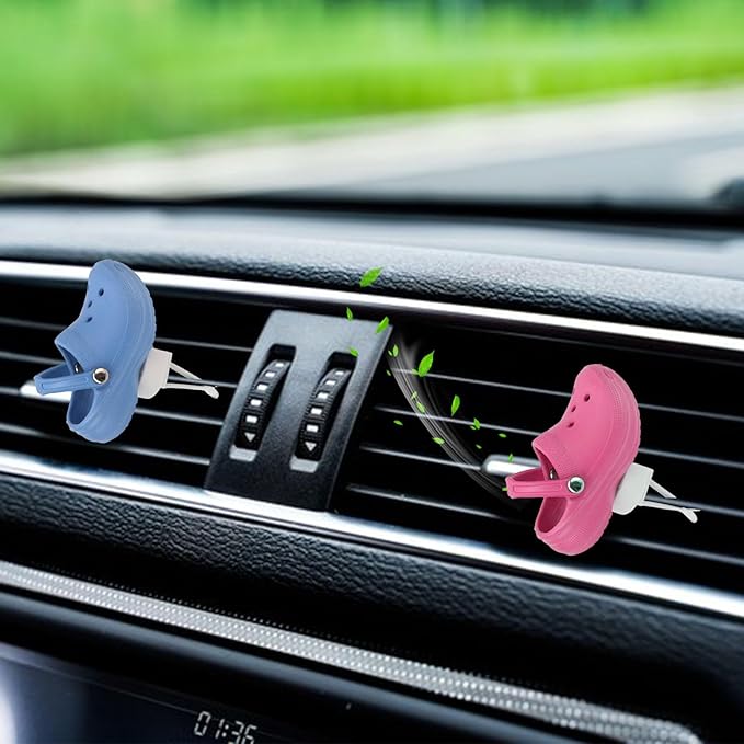 4 Pcs Air Vent Clip Accessories Cute Shoe Car Air Freshener Vent Clips with Refills Solid Fragrance Replacement Pads Car Perfume Clip Cars Interior Decor Accessories for Men/Women