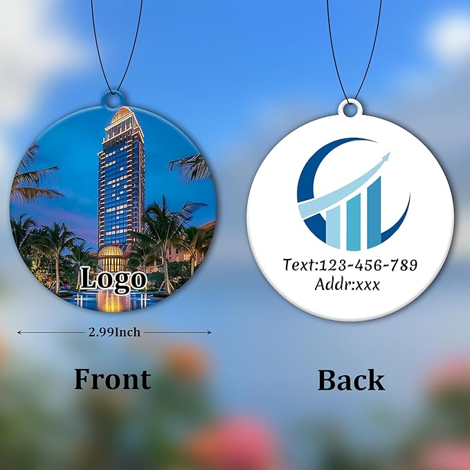 10-1000 Pcs Custom Air Fresheners with Picture - Double Sided Personalized Car Air Freshener with Photo & Logo, Hanging Auto Accessories & Custom Gifts for Branding Business Events (Rount)