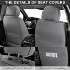 Grey Car Seat Covers Front Pair, Breathable Leather Automotive Front Seat Covers & Headrest for Reduce The Driving Fatigue, Compatible with Most Cars Sedans SUV Pickup Trucks