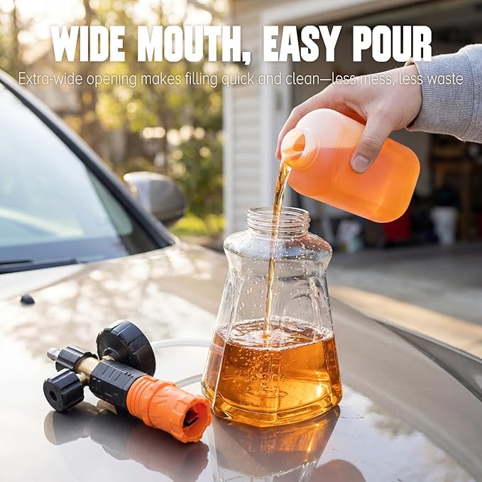 Foam Cannon for Pressure Washer, Foam Blaster with 1/4 Inch Quick Connector 1L Bottle Adjustable Snow Foam Lance and Thick Foam for Safe Washing Car/Motorcycles