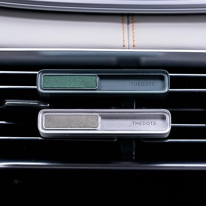 THEDOTS Car Air Freshener Vent Clip, Silver Metal Diffuser, 2 Refills Frosted Ebony Scent, Luxury Car Freshener Interior Accessories