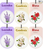 Hanging Car Air Fresheners, Long Lasting Scented Cards for Cars, Freshener Scents Lavender Rose Gardenia, Cute Car Accessories for Rearview Mirror, Wardrobe & Home, 12 Pack